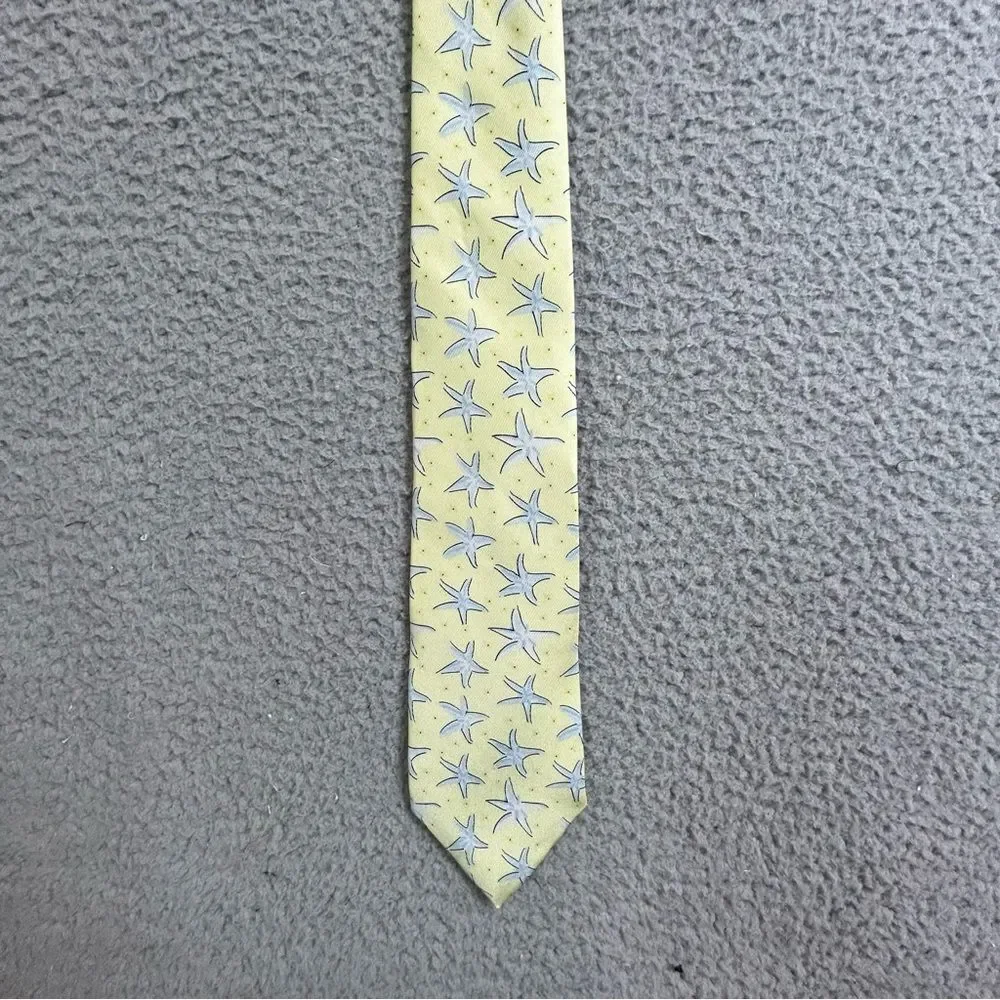 J. McLaughlin men’s  Lemon and Sky Starfish Tie silk